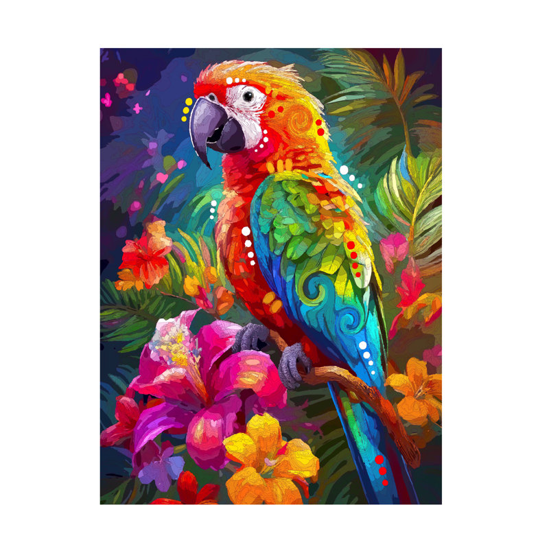 Art sur toile, perroquet tropical Dean Dean, H 35 po x l 47 po