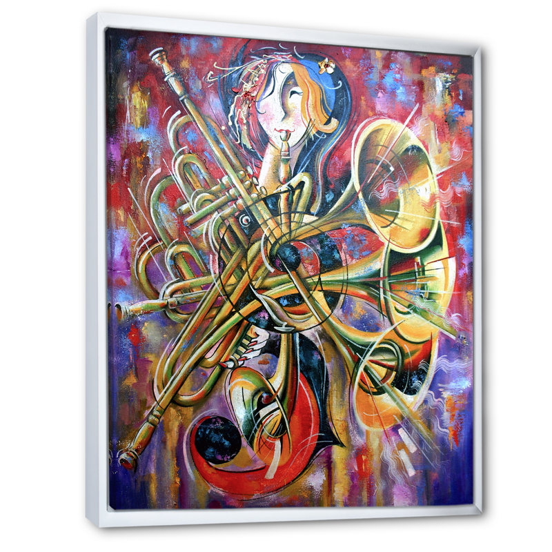 Impression abstraite multicolore sur toile - Bohème et éclectique, impression sur toile, Toile à cadre flottant blanc