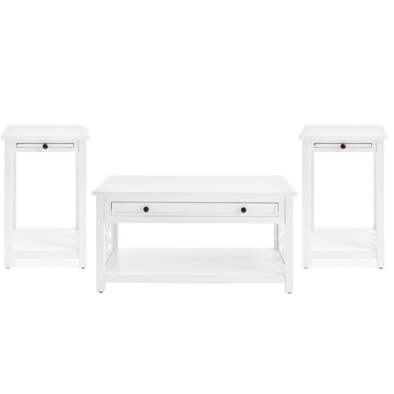 3 - Piece Living Room Table Set, White