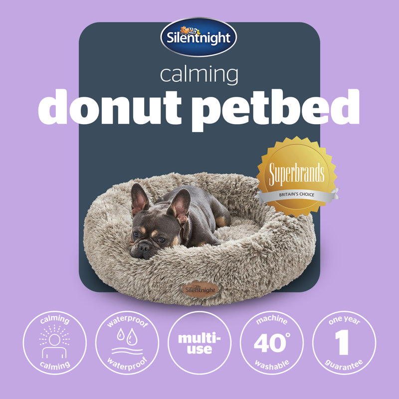 Silentnight Calming Plush Donut Pet Bed, S/M 20cm H x 70cm W x 70cm D, Natural