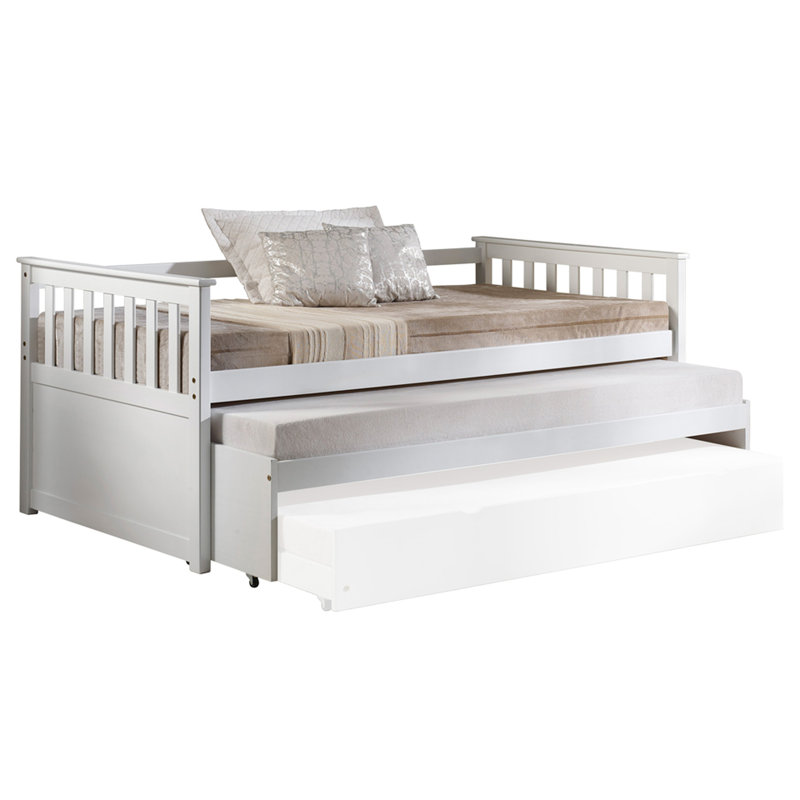 White Daybed With Structure, Solid Pine, 660Lbs Weight Capacity Robust Build,
