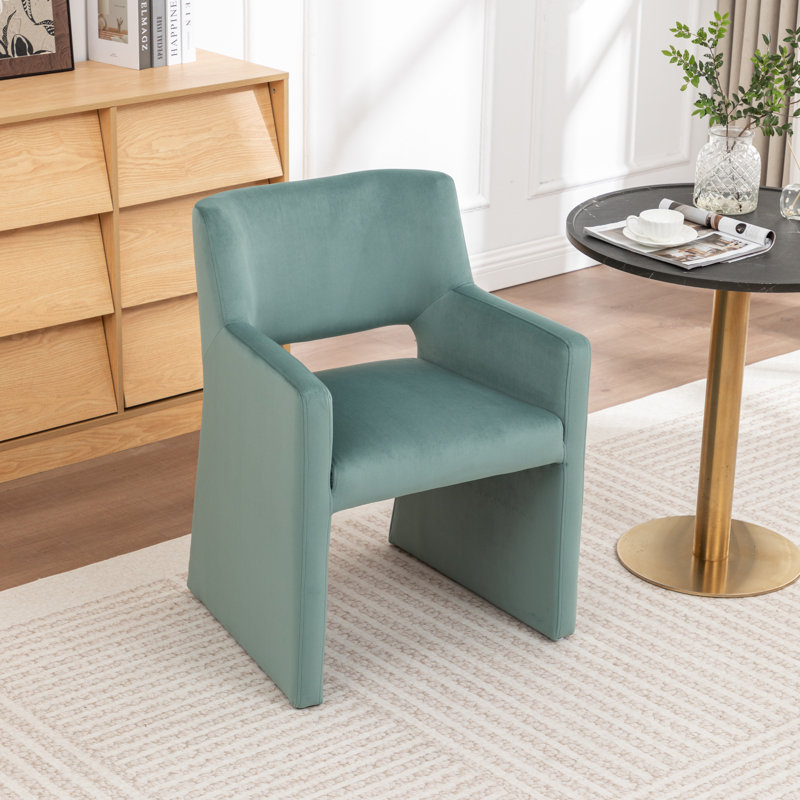 Chaise rembourrée en velours Hambrook, Vert