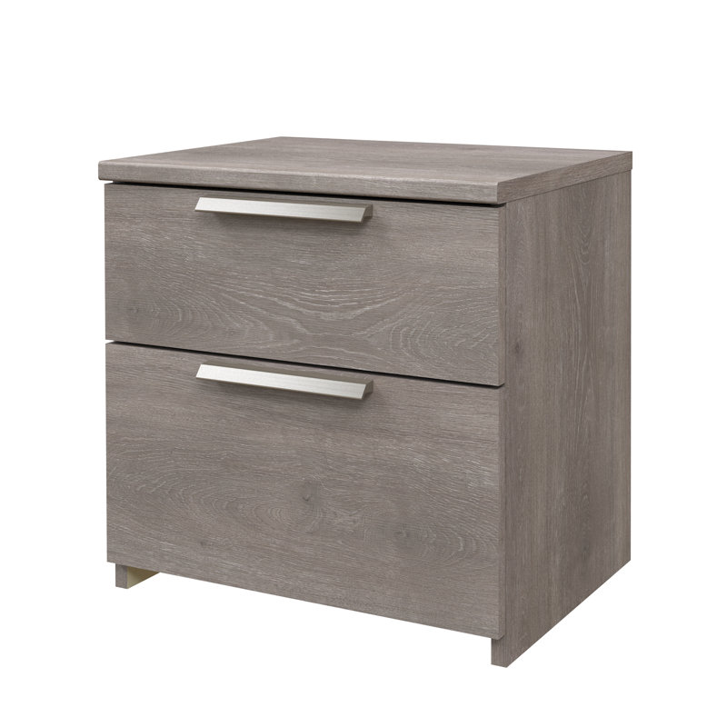 43.5cm W Particle Board Bedside Table, Grey Oak