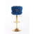 Set Of 2  Bar Stools,With Chrome Footrest And Base Swivel Height Adjustable Mechanical Lifting Velvet + Golden Leg Simple Bar Stool-Blue-117042366-117042367