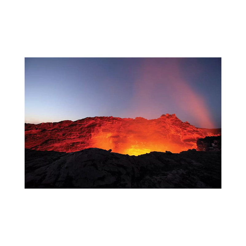 Lava Lake Illuminating Walls Of Pit Crater At Night by Richard Roscoe - Wrapped Canvas Print