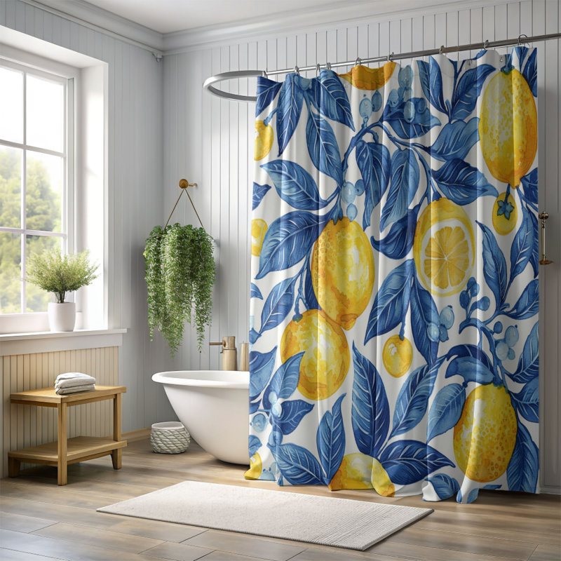 Rideau de douche standard 1 pièce Azulejo, H 74 po x l 35 po