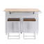 Ensemble d'îlot de cuisine campagnard avec abattant et 2 sièges, ensemble de table de salle à manger avec armoire de rangement, tiroirs et porte-serviettes Topmax, blanc et brun rustique-820971635