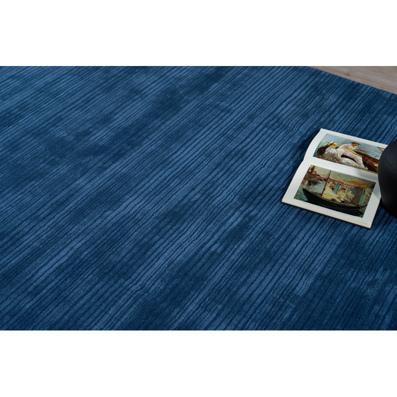 Cavallo Modern handloomed Nylon/Wool Silver Area Rug, Rectangle 12' x 15', Navy