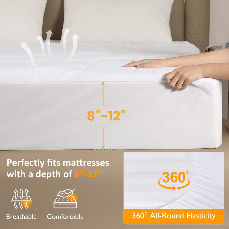 Très grand matelas chauffant, couvre-lit électrique avec minuterie de 12 heures et 10 réglages de chaleur, chauffe-lit double avec contrôleur double, lavable à la machine, 78 po x 80 po