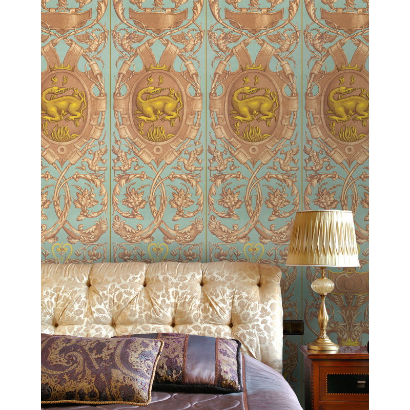 Renascimento Floral Wallpaper Roll, Blue/Brown/Yellow