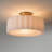 Scalloped, Flush Mount Lamp, Weathered Brass, White Linen, Diffuser