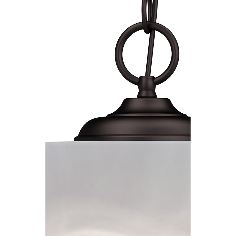 Mini-luminaire suspendu d'intérieur convertible 1 lumière Kimond V5070 Hammond en bronze antique avec abat-jour en verre albâtre