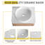 Meuble-lavabo de 122 cm avec lavabo en céramique décorative, 2 tablettes de rangement, porte à fermeture amortie, contreplaqué – solution moderne, imitation chêne, base facile à nettoyer