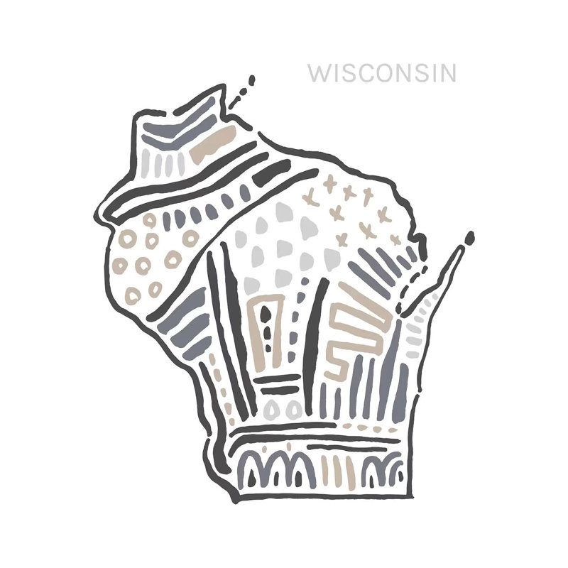 Wisconsin par déclaration biens - peinture sur toile tendue, H 12 po x l 12 po x P 0,75 po