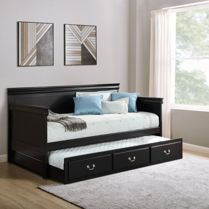 Titus Twin Platform Daybed With Trundle, Black