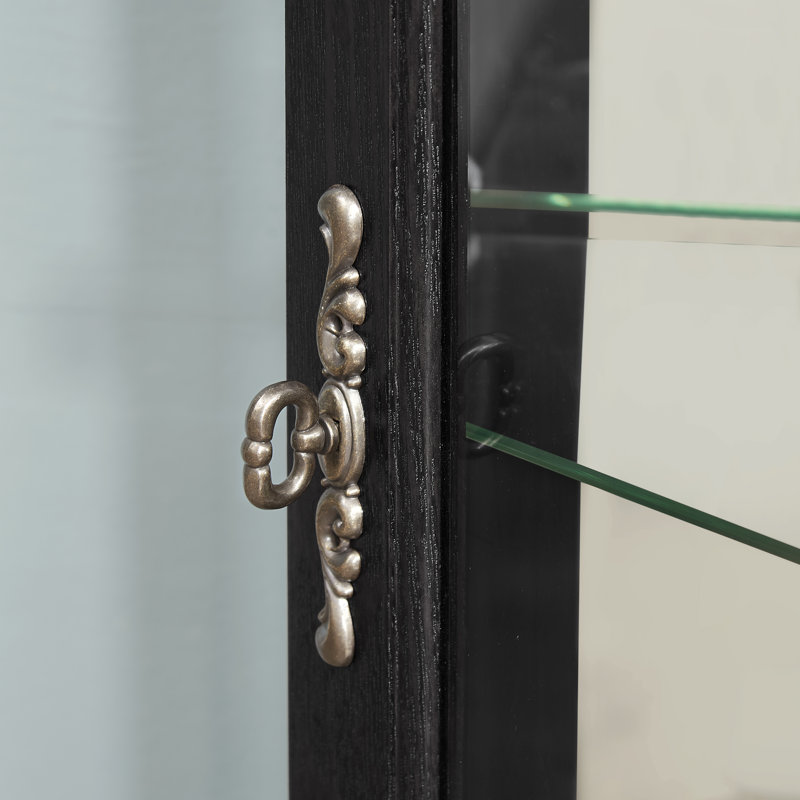 Vitrine de coin noire éclairée, Noir