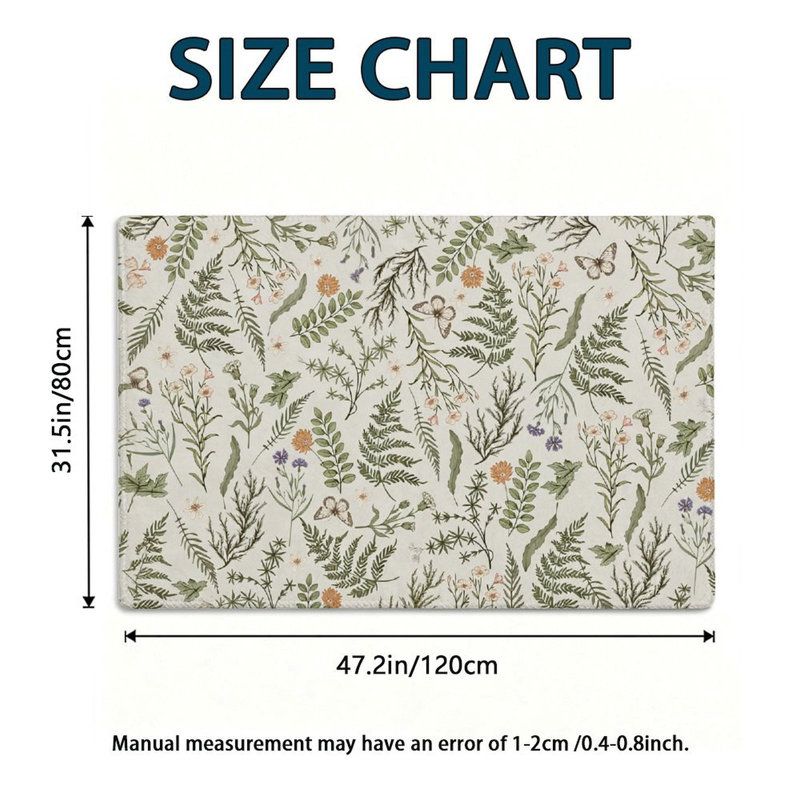 Tapis rétro antidérapant à motif floral rétro Ditsy 120 x 80 cm pour vestibule