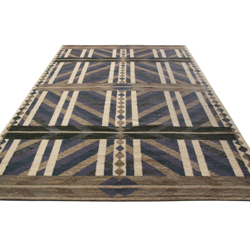 Scandinavian Wool Geometric Area Rug, Rectangle 10' x 14'