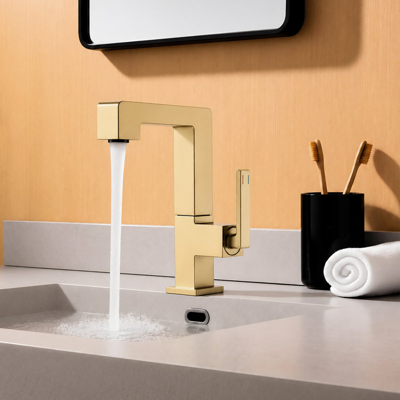 Single-Hole Single-Handle Bathroom Faucet, Brushed Gold