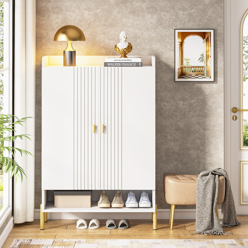 18 Pair Shoe Storage Cabinet, White