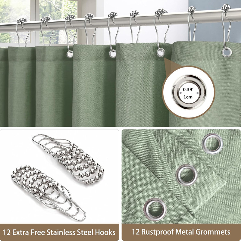 Polyester Shower Curtain, Grey Green