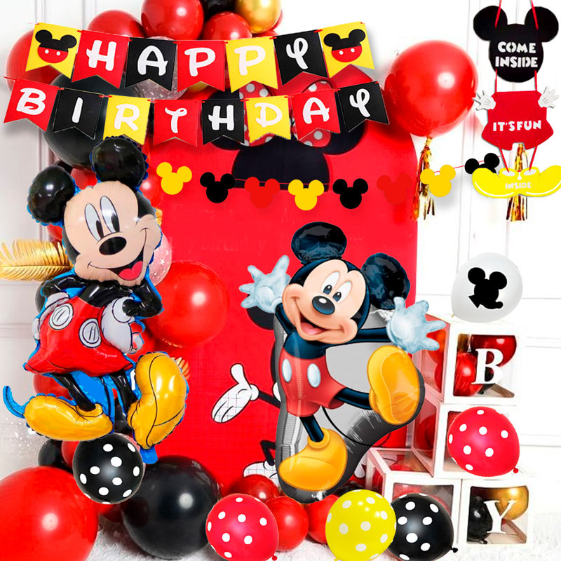 Mickey Mouse Birthday Party Supplies,98Pcs Mickey Mouse Birthday Decorations&Party Tableware set