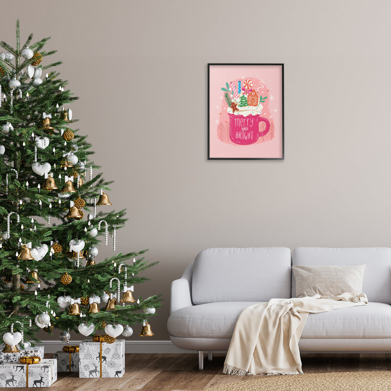 «Pink Christmas Cocoa Dessert», estampe numérique, conception par Jo Reid, Giclée encadrée noir minuit, H 30 po x l 24 po