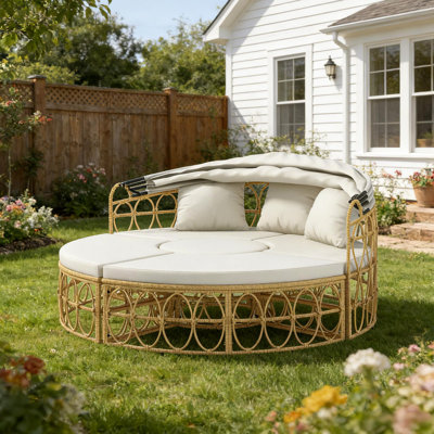 Ensemble de conversation pour pelouse, ensemble de mobilier de patio, lit de jour d'extérieur rond