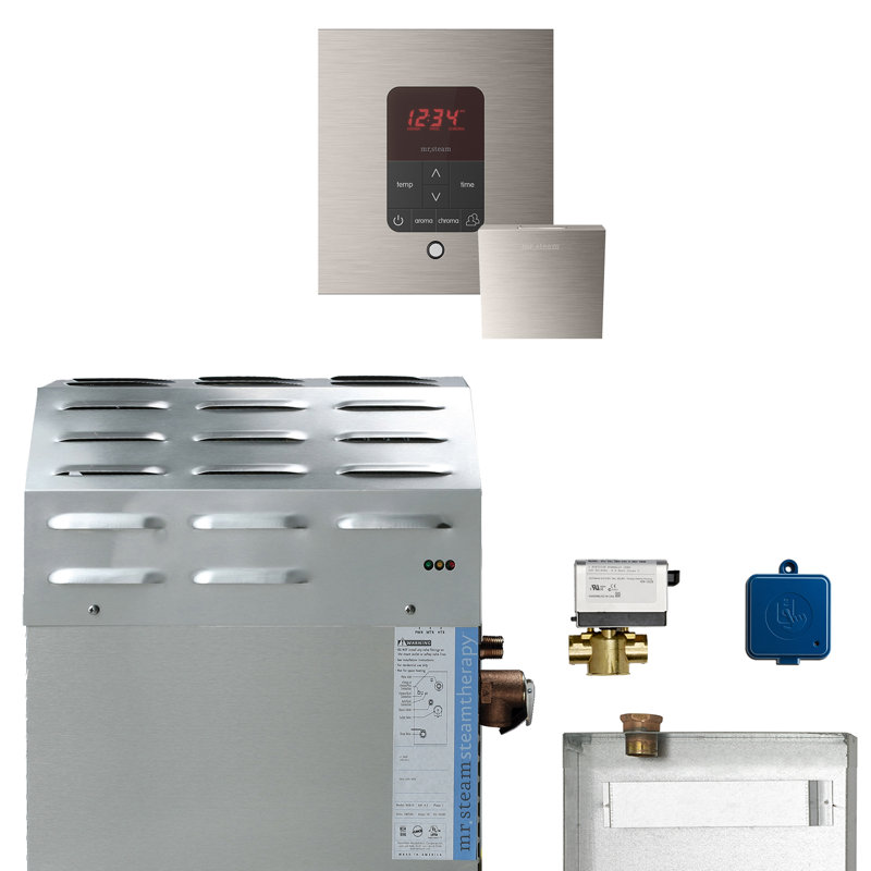 Ensemble de générateur de vapeur 12kw E-Series, Nickel brossé