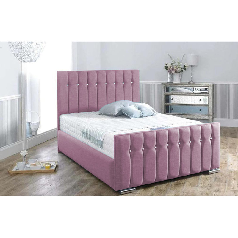 Mongo Upholstered Bed Frame - Plush Velvet Bed with Padded Headboard and Sprung Slats, Single (3'), Lilac