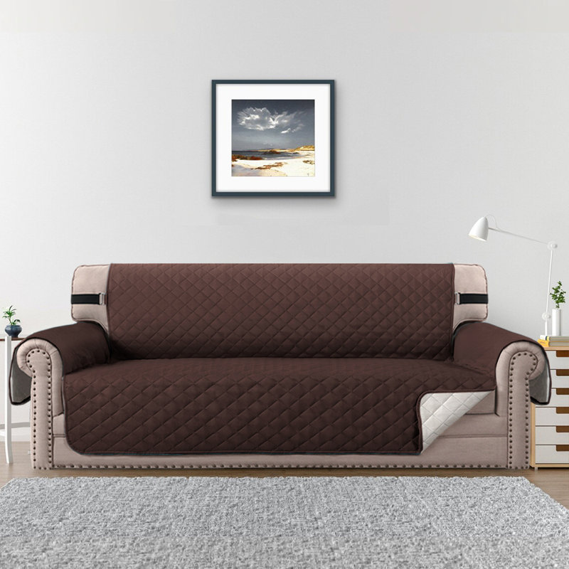 Housse pour fauteuil à coussins carrés/rectangulaires, Polyester à 100 % de couleur brune, H 75 po x l 66 po x P 22 po