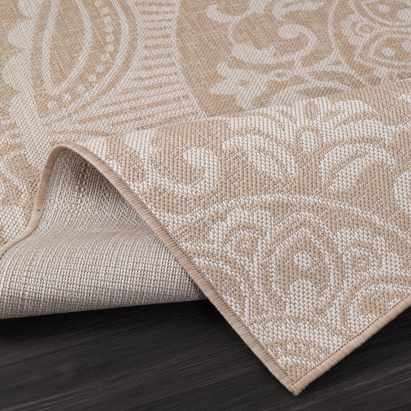 Tapis intérieur / extérieur beige Waikiki Bunya, Rectangle de 10 pi x 14 pi