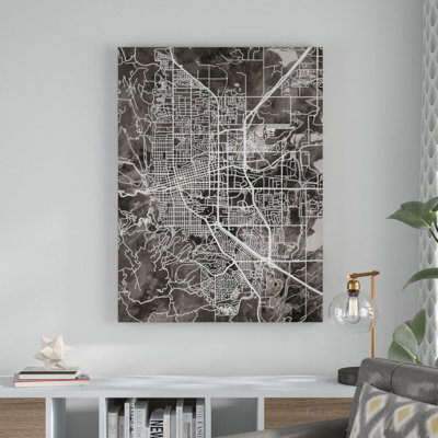 Boulder Colorado City Map Black by Michael Tompsett - Graphic Art on Canvas