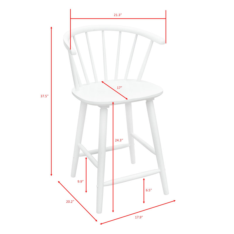 Tabouret de bar blanc à hauteur de comptoir, 2 pièces, contemporain, pour îlots de cuisine et tables de salle à manger, sièges bien conçus, chaises l 21,3 po x P 20,2 po et h 37,5 po