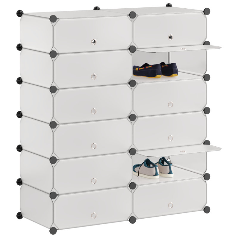 12 Pair Stackable Shoe Storage Cabinet