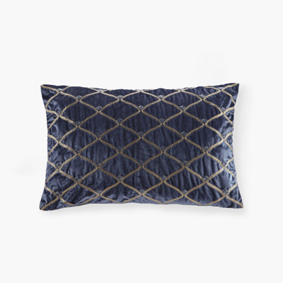 Coussin décoratif oblong bleu marine 22 po x 15 po