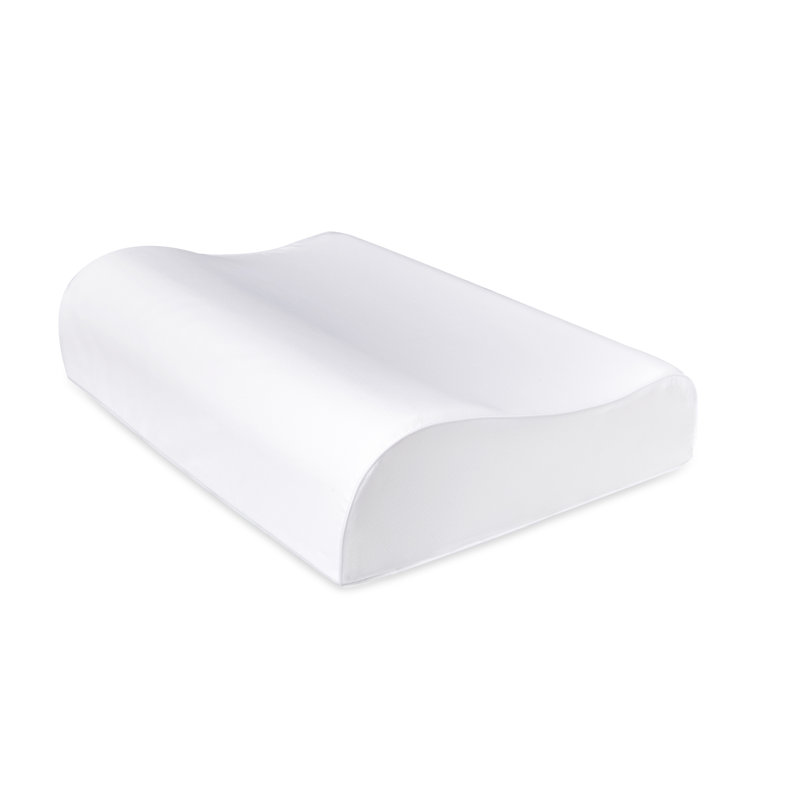 Ergonomic White Memory Foam Contour Pillow with Mesh Cover