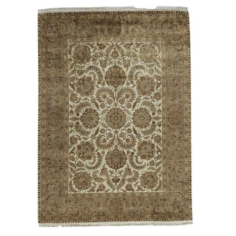Tapis blanc / beige noué à la main