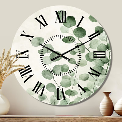 Horloge murale moderne en métal Minimal Eucalyptus Veil