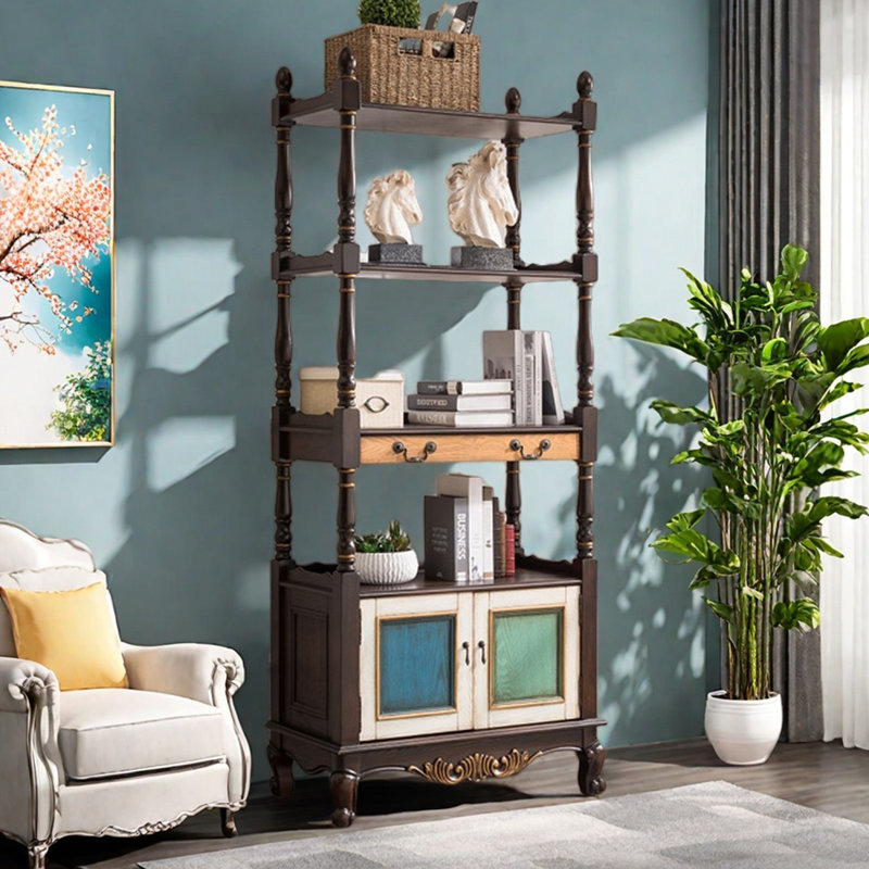 Elegant painted multi-functional bookcase, Deep Brown