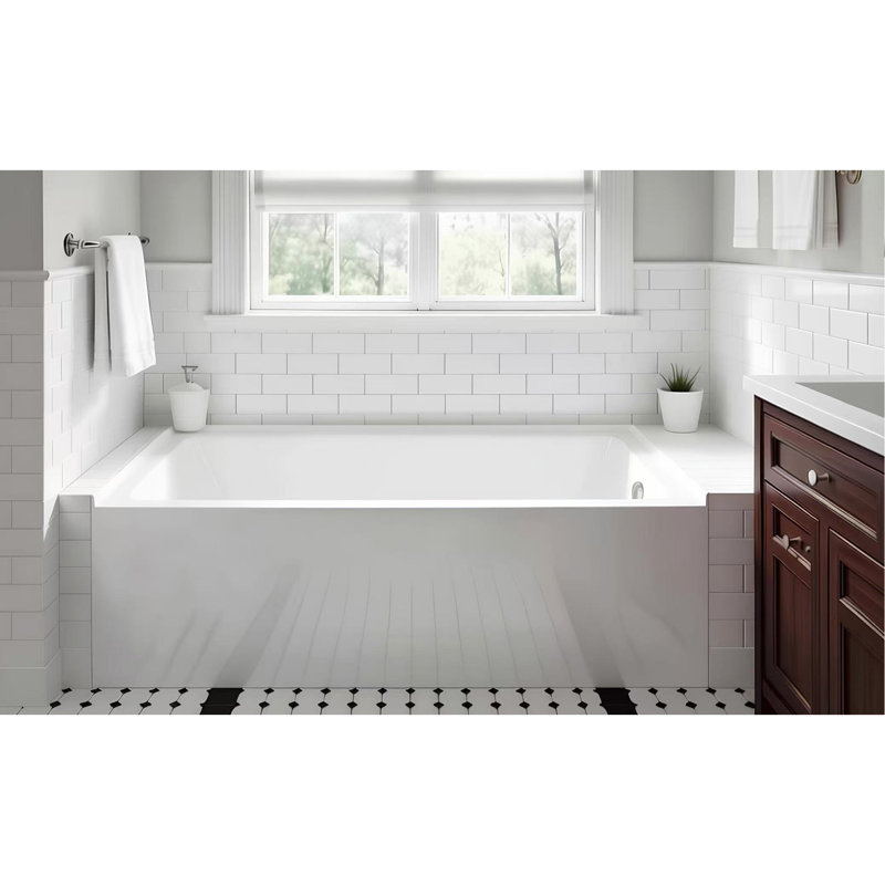 Baignoire en alcôve 60 po x 32 po CONDRIS OPAL - Baignoire de trempage en acrylique avec tablier intégré, drain à droite, installation à trois parois