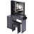 37" Middle Size Left Bedside Cabinet Vanity Table + Cushioned Stool Dresser Set, 2 AC+2 USB Socket, Hair Dryer Stand, Large Touch Control LED Sliding Mirror, 3-Color Switch, EPA, GCC, UL Certificate-1773228989