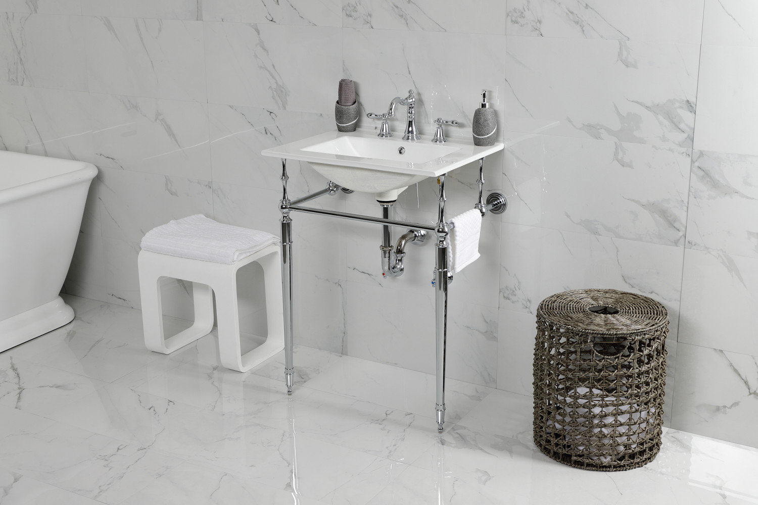 Victorian Widespread Faucet with Pop-Up Drain, Polished Chrome