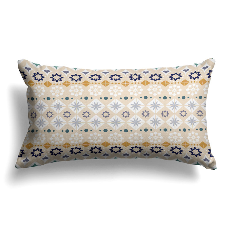 Shape Synergy  Rectangular Throw Pillow, Green/Cream