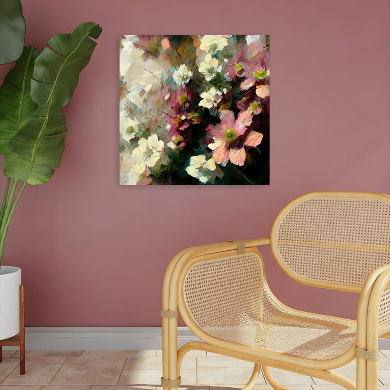 Bourgogne, fleurs sauvages agrandies, art contemporain contemporain romantique, H 18 po x l 18 po