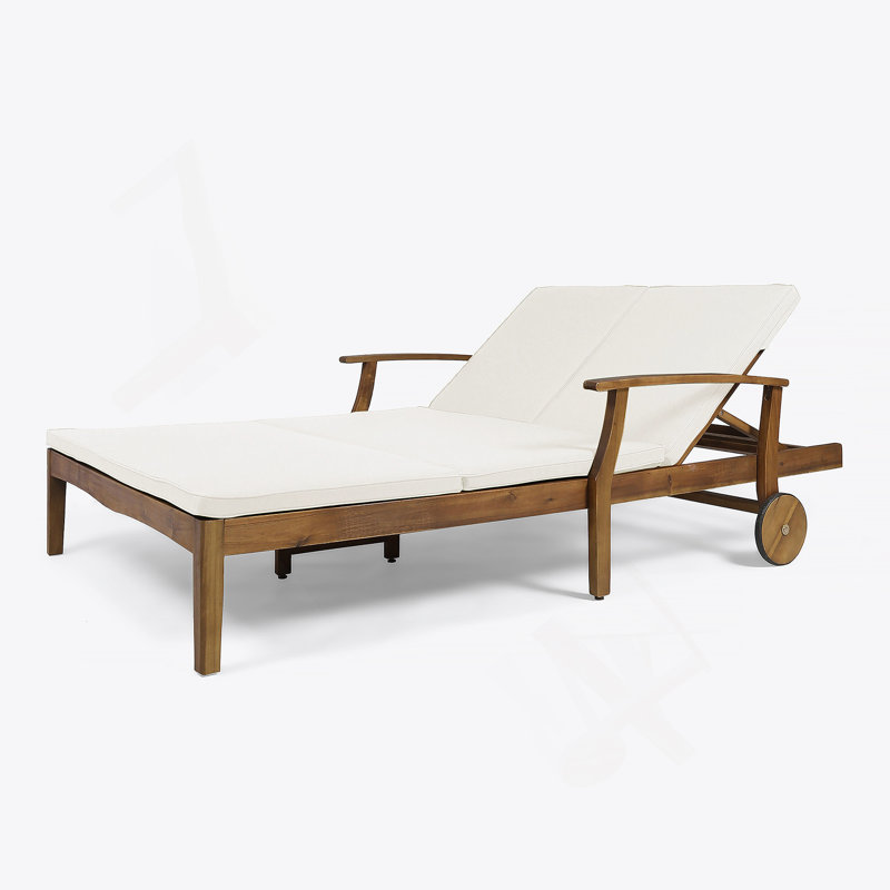 Double chaise longue de patio avec coussin, Crème