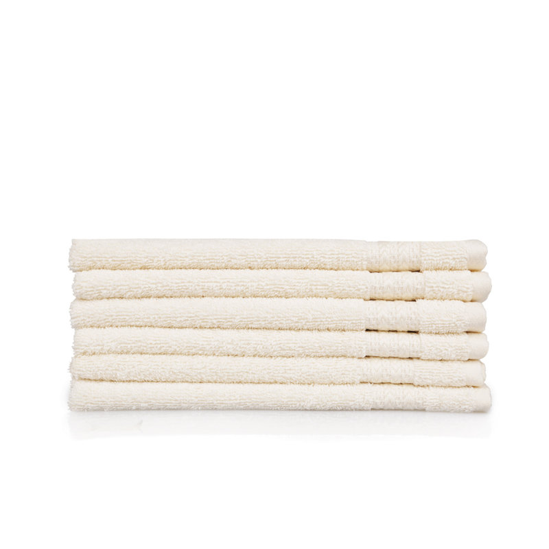 Premium 6-Piece Wash Towel Set, Cream Color, 11.8 x 19.7 inches | 100% Cotton, 17.6 oz/sq yd | Machine Washable at 104°F | Soft, Absorbent & Durable Towels for Everyday Use, Perfect for Home & Spa