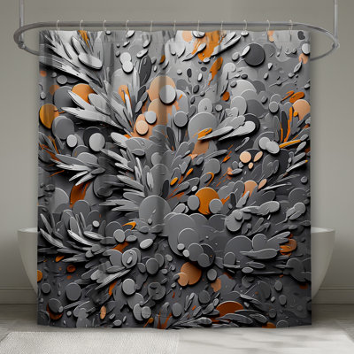 Rideaux de douche gris à cercles abstraits extra longs