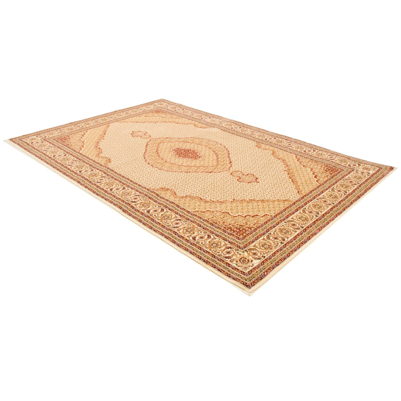 Cream Oriental Power Loom Stain Resistant Area Rug, Runner 2' x 15'
