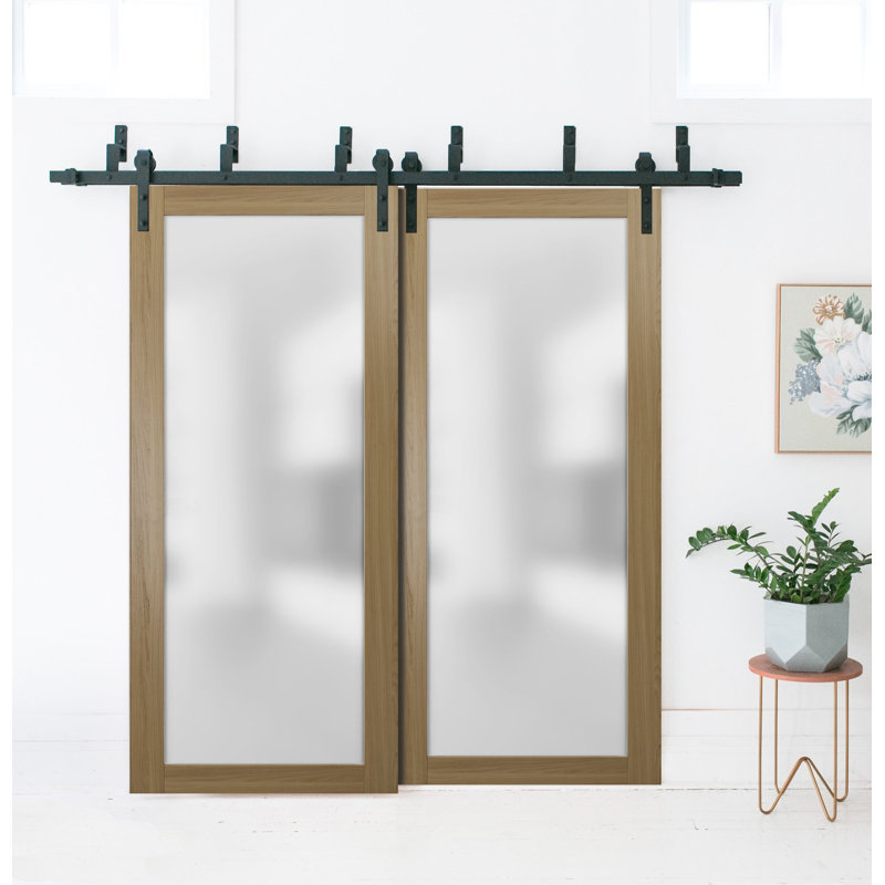 Portes coulissantes en verre givré Planum, 48 po x 80 po, Frêne miel